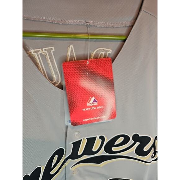 NWT Ryan Braun #8 Milwaukee Brewers Jersey Authentic Majestic Size 56 3XL - Picture 4 of 9